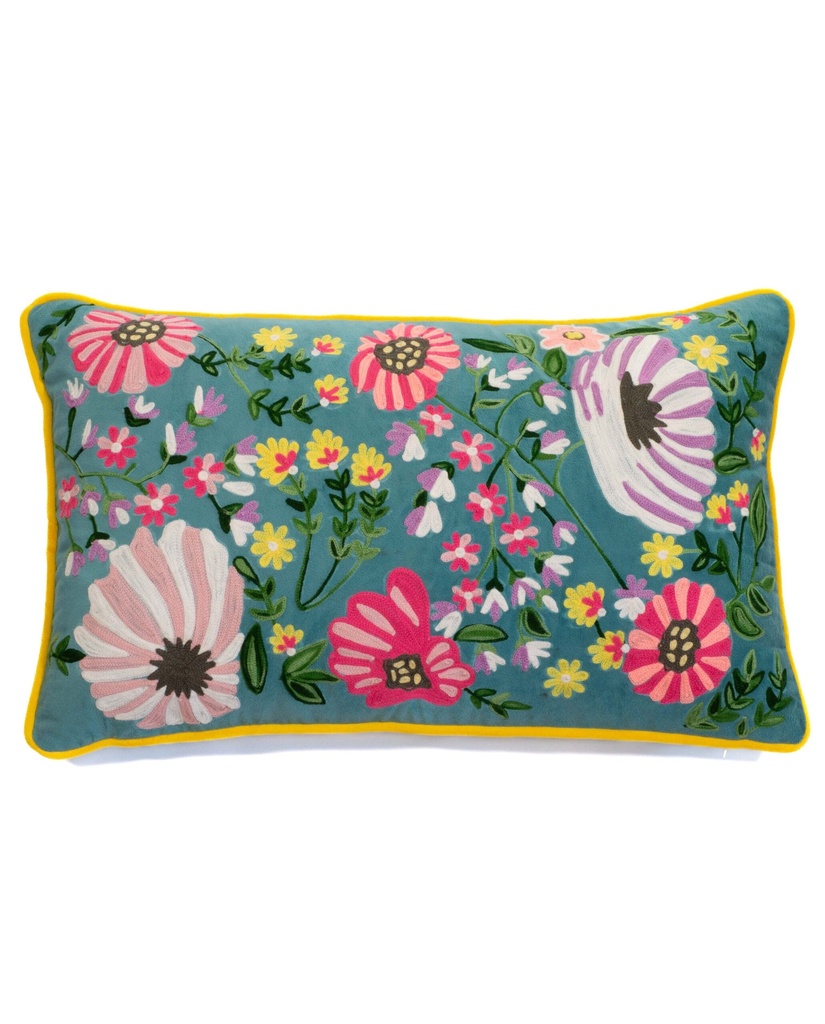 Kissen BLUMEN blau-grau 40x60cm