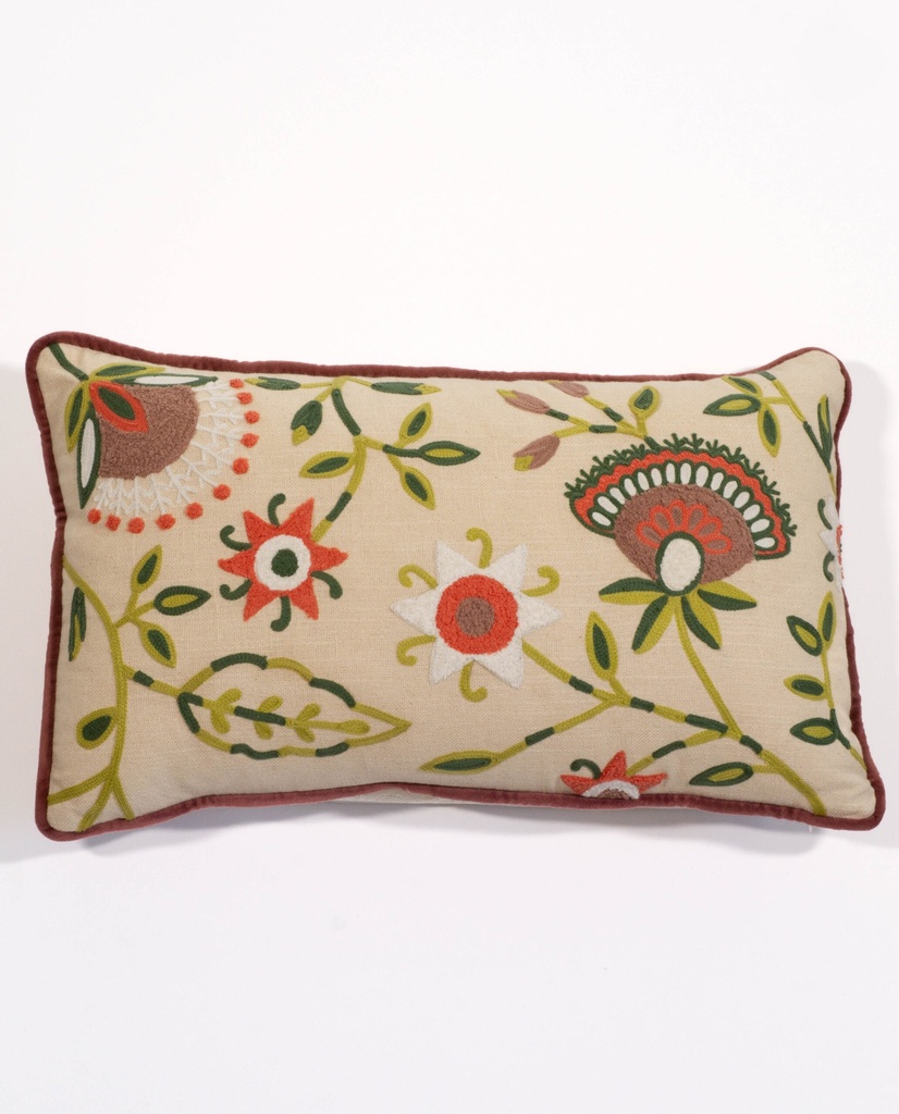 Kissen FANTASIEBLUMEN creme 30x50cm