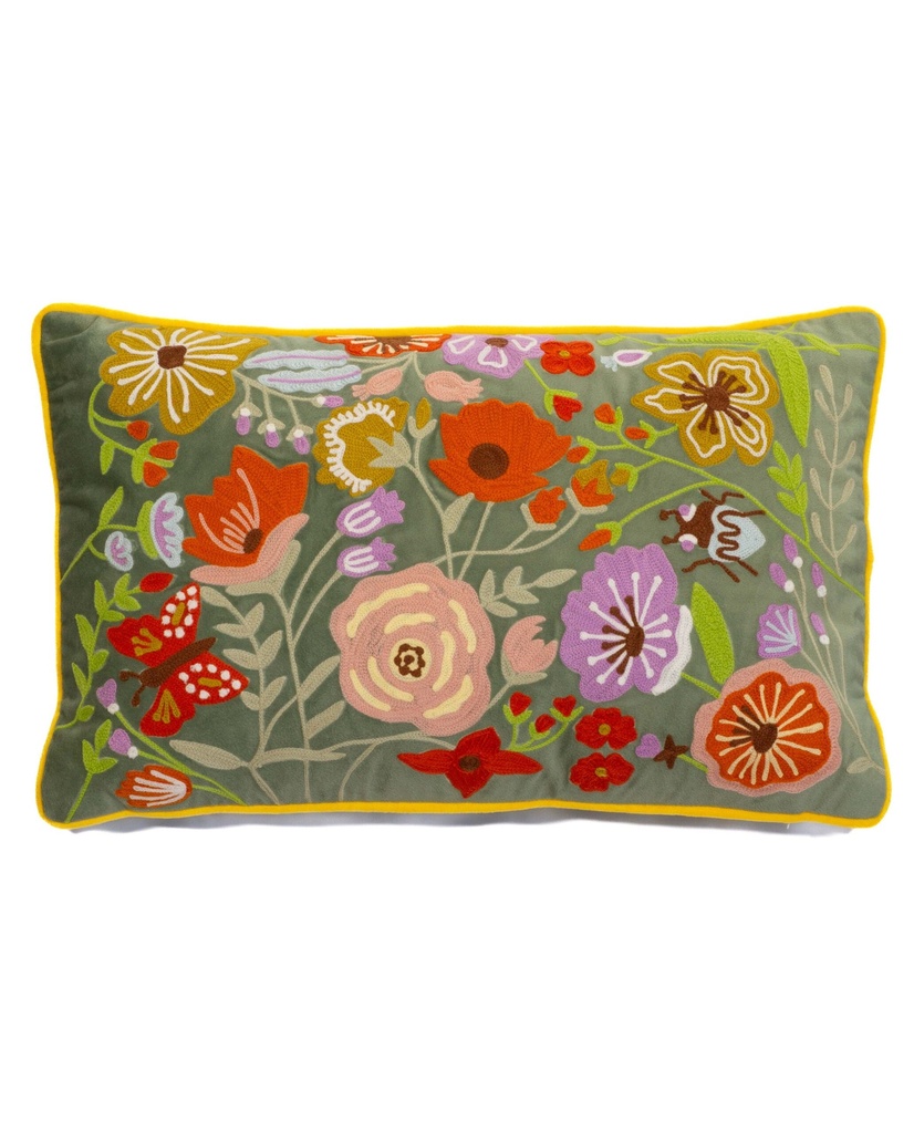 Kissen BLUMEN grün-grau 40x60cm