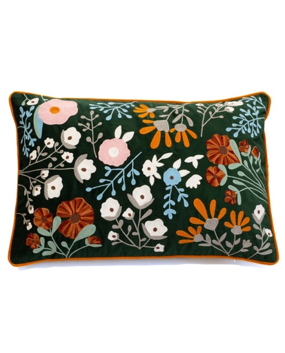 [P0010513] Kissen BLUMEN grün-grau 40x60cm
